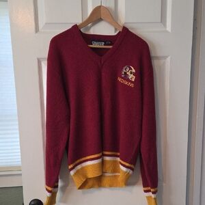 STARTER Men's Burgundy V-Neck Sweater with Gold Details